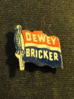 Original 1940 Dewey Bricker Presidential Campaign flag pin. All metal 