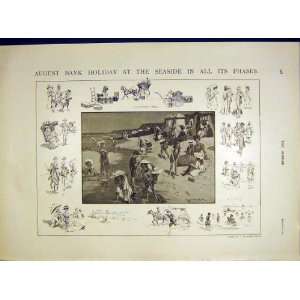  Seaside Sketches August Bank Holiday Beach Print 1902 