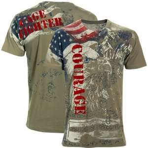 Cage Fighter by MMA Authentics Military Green Courage T shirt  