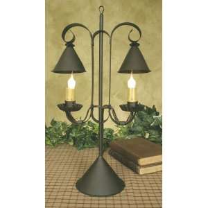  Rustic Brown Double Table Lamp with Hanging Shades
