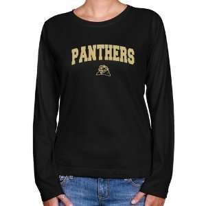 NCAA Pitt Panthers Ladies Black Logo Arch Long Sleeve Classic Fit Tee
