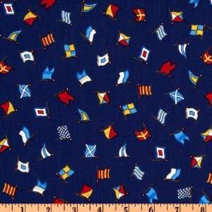  44 Wide Anchors Aweigh Flags Navy Fabric By The Yard 