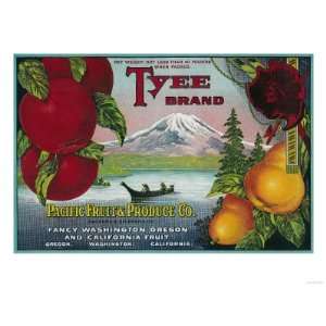  Tyee Pear Crate Label   WA, OR, and CA Giclee Poster Print 