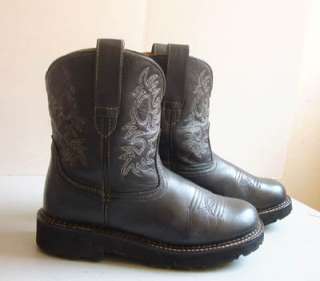 Womens Cowboy Boots  Ariat   Fatbaby Roper   Black Leather   7 B 