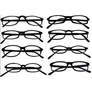 Reading Glasses Wholesale 8 Pair Black Plastic Reader Men Women 1.75