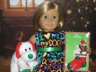 LOVE MY DOG CHRISTMAS DRESS, ORNAMENT & TY DOG Clothes American Girl 