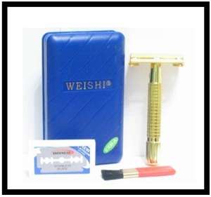 new weishi gold plated tto twist to open safety razor made of cuprum 