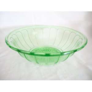   Hazel Atlas Glass Ribbon Green Vegetable Serving Berry Bowl Dish