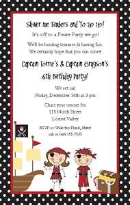 Pirate Boy and Girl Twins Invitations Birthday Party  