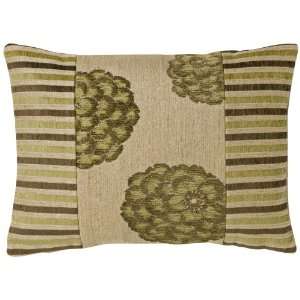  Green Turan Dahlias and Stripes Rectangular Pillow
