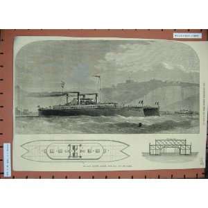   1873 Dicey Channel Steamer Deck Plan Saloon Deck Print: Home & Kitchen