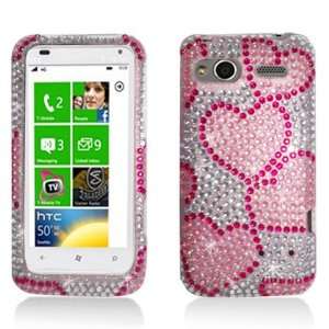  HTC RADAR LARGE FULL DIAMOND PROTECTOR CASE HEARTS: Cell 