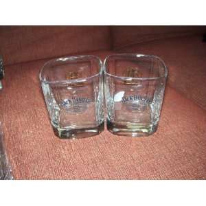 Jack Daniels Bar/Tumbler SQUARE Glasses(SET OF 2) NAME(Black Letters 