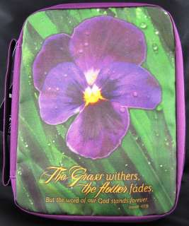 Large Bible Cover Purple Flower Design Isaiah 40:8 788200530366  