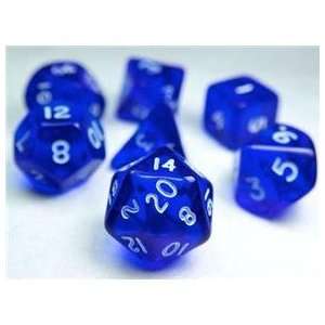   Dice Set (Translucent Blue) role playing game dice + bag Toys & Games