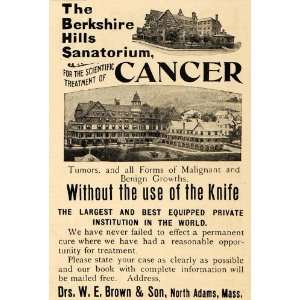   Ad Berkshire Hills Sanatorium Cancer Knife Doctor   Original Print Ad