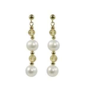   Fresh Water Cultured Pearl and Citrine Earrings Katarina Jewelry