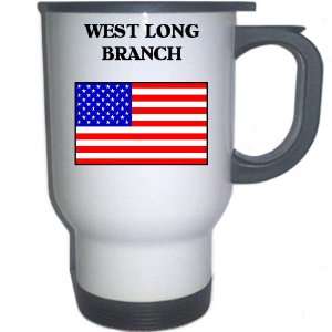 US Flag   West Long Branch, New Jersey (NJ) White Stainless Steel Mug