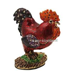  Red Rooster Standing Trinket Box   Collectible Figurine 