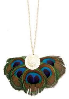  Gold Metal Peacock Feather Fan 16 Necklace Clothing