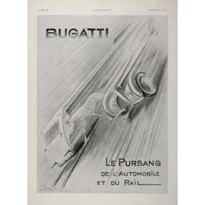  1937 Bugatti Automobile Car Ad ULTRA RARE Horse Train 