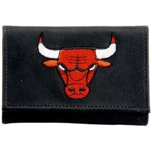  Chicago Bulls Black Leather Tri Fold Wallet Sports 