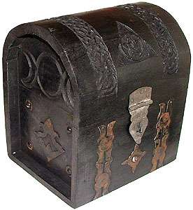 Pentacle triple moon lockable altar box 13 PC kit incense oil I Ching 