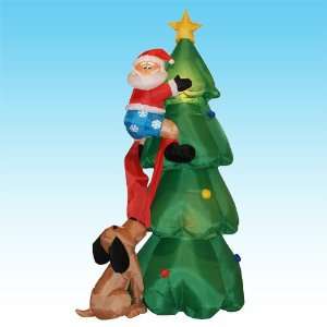   Climbing on Christmas Tree Chased by Dog Party Decoration Home