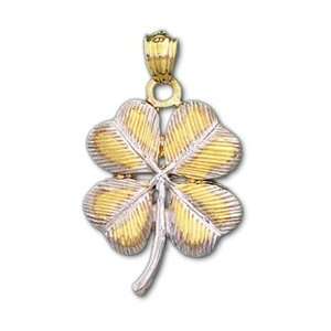  0.925 Sterling Silver and Gold Irish Celtic 4 Leaf Clover 