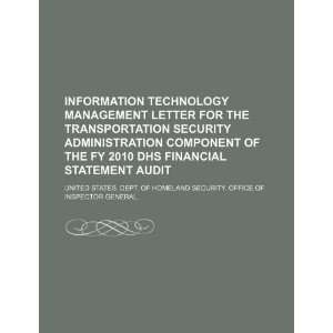  Information technology management letter for the Transportation 
