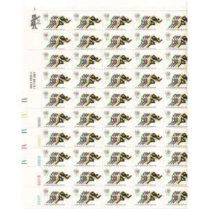 Running and Olympic Rings Full Sheet of 50 X 15 Cent Us Postage Stamps 