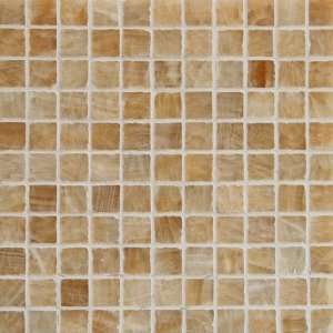  1x1 Honey Onyx Polished Mosaic Tiles on 12 x 12 Sheet   6 