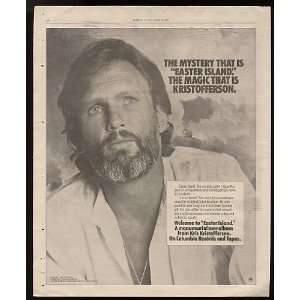  1978 Kris Kristofferson Easter Island Promo Print Ad 