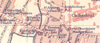 UK: KENT. Canterbury.Old Historical City Map Plan.1910  