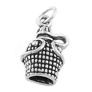    Sterling Silver Three Dimensional Water Canteen Charm Jewelry
