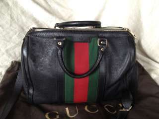 Authentic Gucci Web Boston Bag Leather $1350  