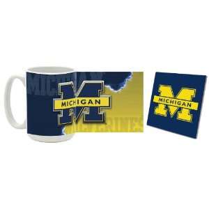  Michigan Wolverines Logo Mug and Coaster Combo Sports 