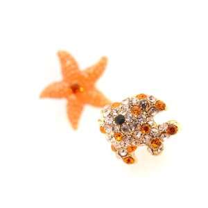   Handmade Gold Plated Starfish and Tang Fish Earrings 