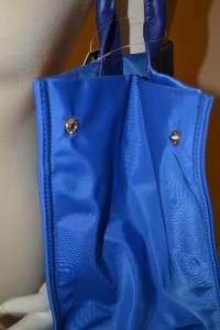 TORY BURCH NWT Logo Ella Tote Jelly Blue Cobalt Nylon Saffiano Bag New 