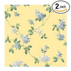   JG0623 Lilac Trail Wallpaper, Yellow Background/Blue: Home Improvement