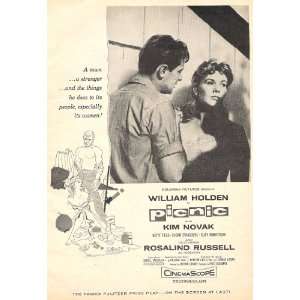  Picnic Original 1956 Movie Ad with William Holden and Kim 