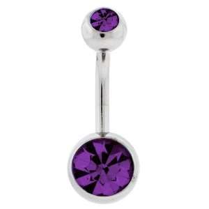   Swarovski Stones Purple Belly Button Ring 14G Banana Piercing: Jewelry