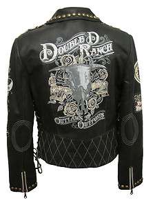 Double D Ranch Ladies Badlands Biker Jacket Black C2090  