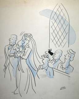 ORIG 1940 COMIC ART WEDDING CARTOON DRAWING JOHN BAILEY  
