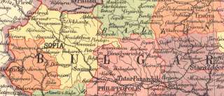 Balkans BULGARIA. Old Vintage Map.Stanford.1920  