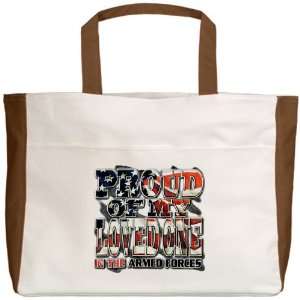 Beach Tote Mocha Proud Of My Loved One In The US Military 
