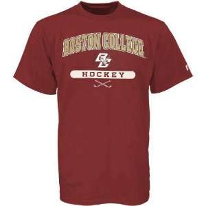  Russell Boston College Eagles Maroon Hockey T shirt 