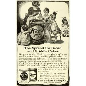   Karo Cane Syrup Spread Children Mom Toast Cakes   Original Print Ad