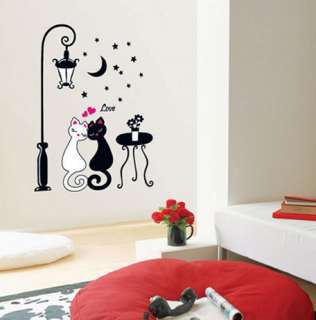 Romantic Cats Kid Adhesive Wall STICKER Removable Decal  