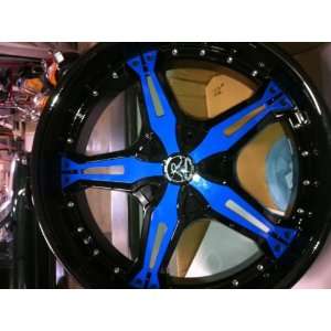   WHEELS BLACK W/BLUE INSERTS TO FIT MOST SMALL SUVS & CARS: Automotive